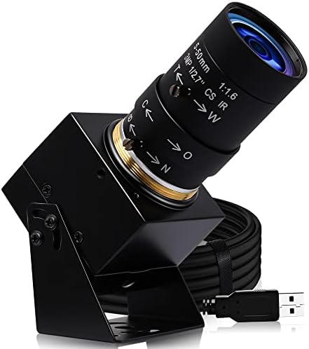 ELP 4K USB Камера Променлива Фокус Веб Камера 5-50mm 10x Зум Варифокална Камера, 2160p 30fps Прирачник Зум Фокус Веб Камера, IMX317 Vari-Focus