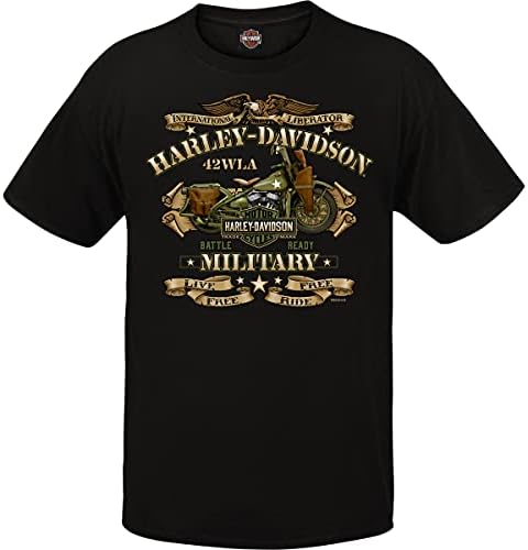 Воена Харли -Дејвидсон - маица за кратки ракави за машка графичка кратка ракав - турнеја во странство | Воен велосипед