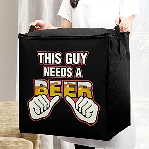 На Овој Човек Му Треба Пиво Голема Торба За Складирање На Ватенка Кутија За Организатор Патент Одозгора За Утешител На Перница За Облека