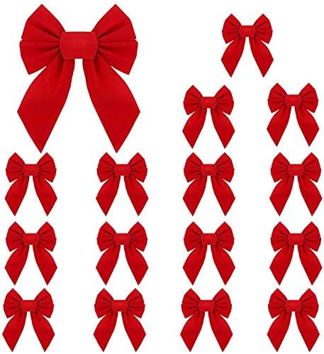 Rubfac Red Velvet Christmas Brigmon Lows 5 x 7 инчи 16 пакувања за божиќен венец новогодишно дрво за украси за украси Големи подароци во