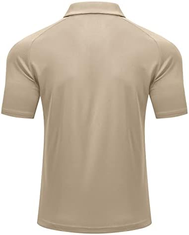 Поло кошули за машки радруко со џеб кратки ракави суво вклопуваат 1/4 поштенски спортски спортови со маици