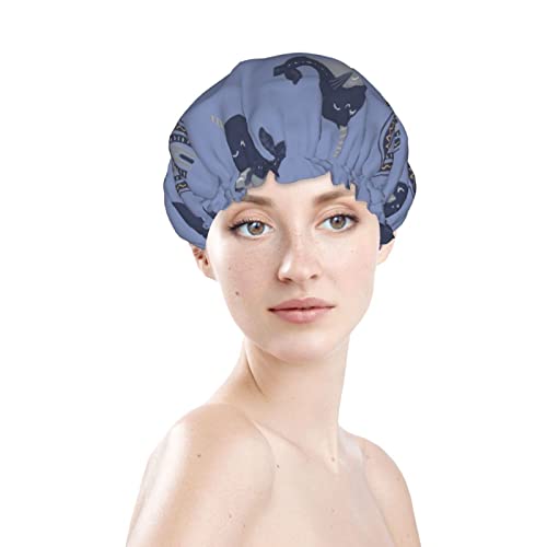 Womenените што можат да се користат затегнати капа за коса, симпатична магија нарвали двојни слоеви водоотпорна капа за бања за туширање