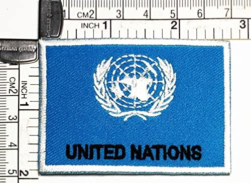Кленплус 1, 7Х2, 6 ИНЧИ. Знаме На Обединетите Нации Закрпи Знаме Амблем Костим Униформа Тактичка Воена Везена Апликација Лепенка