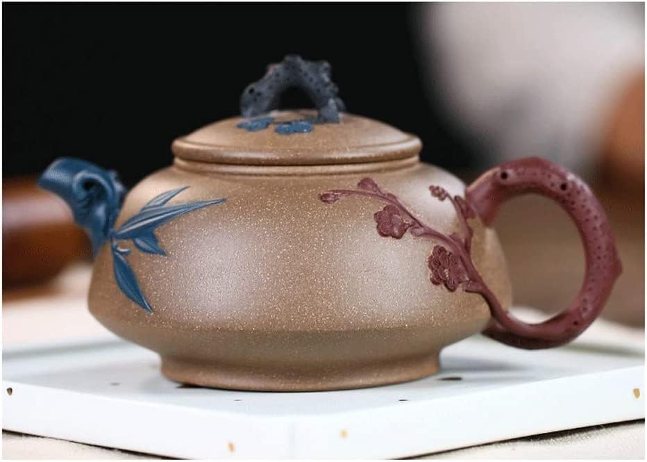 Рачно изработено виолетова глинеста тенџере креативен дизајн, декорација на бор од дрво слива Едноставна и елегантна чај куќа,