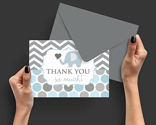 Сино слон Ви благодариме картички Сите прилика Нотакарници со коверти - индивидуална белешка за благодарност за момчињата за бебиња, детска