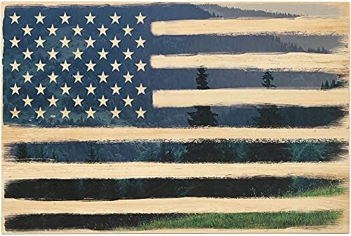 Брендови на отворени патници Кантри штала со американско знаме врамени декор на дрво wallид - сликарство на американско наследство