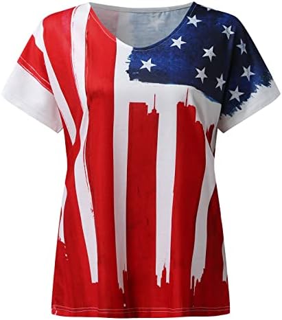 Американска маичка со маица жени жени во САД starвездички ленти Четврти јули маички со лекови против вратот на врвови за теретани за жени
