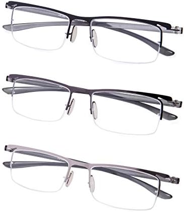 Очила за читање на очите на 3 пара парчиња за читатели на метали за мажи +0,75