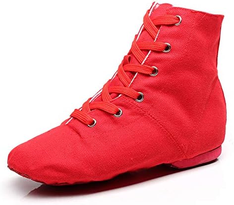 Yoyodance Soho Canvas Clace-Up Dance чевли рамна вежба црно црвен џез танцувачки чизми за мажи жени