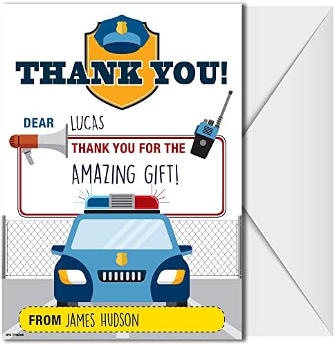 Хадсон Партија Материјали Полицијата Ви Благодариме Картички За Момчиња и Девојчиња Со Коверти - - Полицијата Тематските Роденден