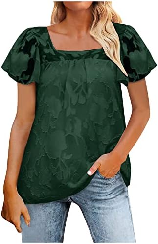 Трендовски маица за жени плоштад вратот чипка мрежа блузи капачиња со цврсти кошули во боја 2023 летни фустани врвови