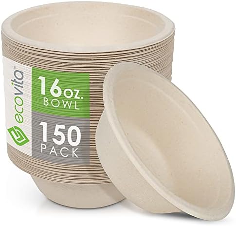 Ecovita комбинабилни чинии за хартија [16 мл.] - 150 чинии за еднократна употреба Еко Пријателско цврсто цврсто дрво и отпорна