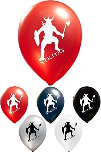 Викиншки Воини Балони-Печатени На 2 Страни | 12 Латекс Балони за Роденденски Забави Или Употреба На Настани | Пополнете Со Воздух или