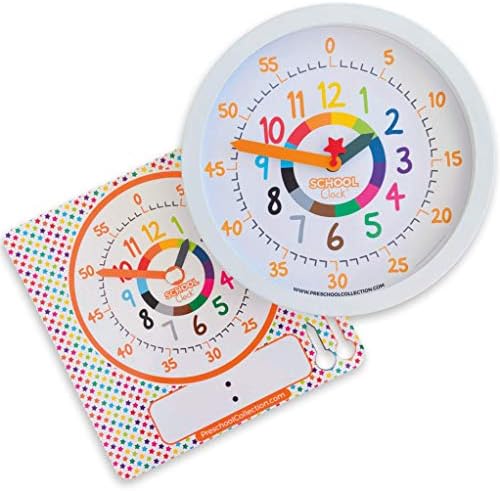 Колекција на предучилишна возраст Часовник во боја - Наставник за време 10 инчи едукативен тивок wallиден часовник со обоени броеви - лесен