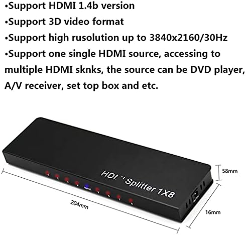 ZCMEB Топ зделки 8 Порта 1 во 8 OUT 1x8 Splitter Audio Video 1080P за HDTV 3D DVD