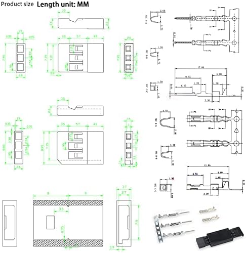 KWBRC 50 комплети JST серво конектори машки женски приклучок за приклучоци комплет за кабелски кабел компатибилен со авиони SYP, Futaba,