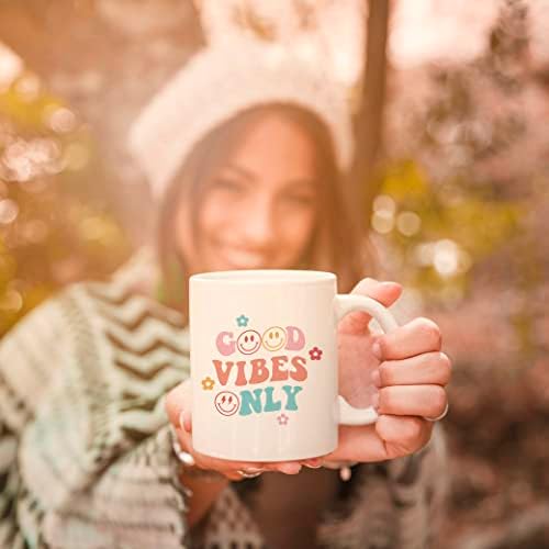 Позитивно размислување Инспиративно мотивационо охрабрување Најдобри подароци за деца девојки жени - Добри вибрации само 11 мл бело кафе кригла