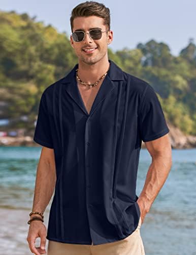 Коофанди Машки кубански кошули со кратки ракави со кратки кошули на летни кошули на плажа