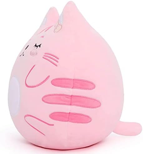 Симпатична розова мачка плишани полнети животни од 12 инчи кадифен играчка, каваи пискава писе перница масна мачка кадифен