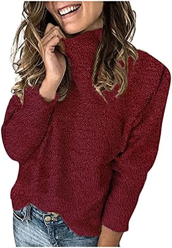 Christmasенски божиќни џемпери во боја на џемпер со женски кадифен пулвер, дното на блузата, слатки џемпери