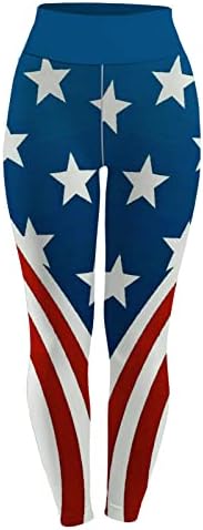 Американско знаме Патриотско нозе со високи патриотски панталони со високи половини на панталони со панталони со целосна должина