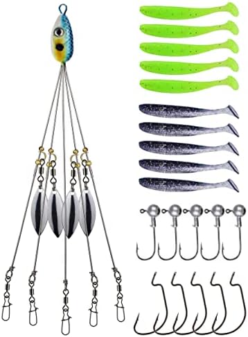 Комплет за чадор за чадори за чадори за бас за риболов на бас, бас-риболов 5 раце, лажица риболов мами мамки со пливање-21 парчиња