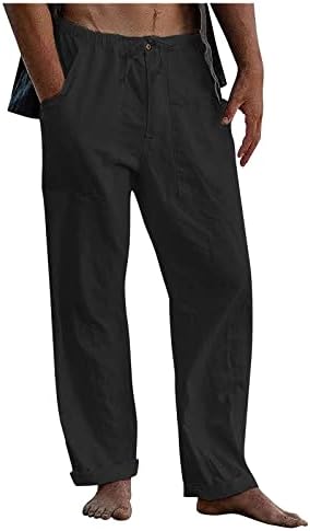 Дудубабини тексас панталони машка лебава и удобна обична панталона памучна постелнина печатени панталони за влечење долги јога