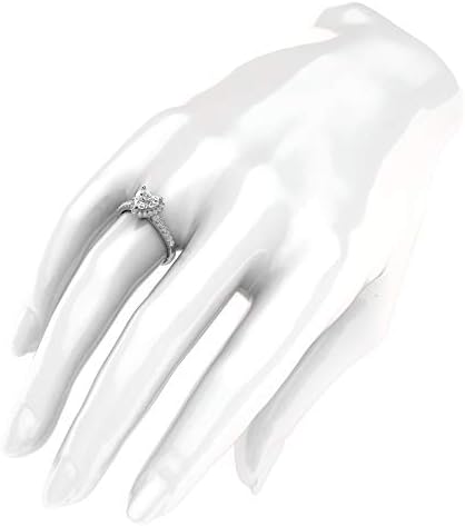Стерлинг сребро симулиран дијамант во форма на срце или прстен за ангажман на ореол со моисанит со странични камења ветува невестински прстен
