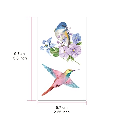 Секој радувај Акварел Цвеќиња Птици Реални Привремени Тетоважи 40+ Дизајни Водоотпорни Тетоважи За Жени И Мажи 20 Парчиња