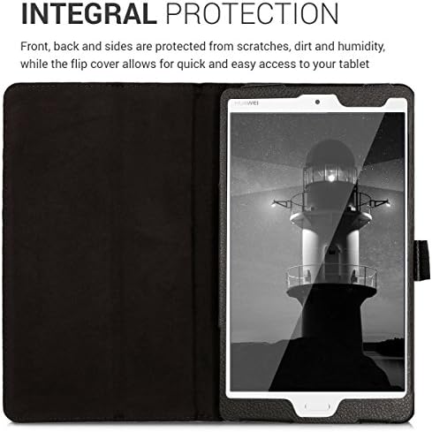 CWMobile Case компатибилен со Huawei MediaPad M3 8.4 - Тенок покрив со таблети со кожни таблети со функција за штанд - црна