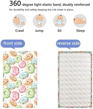 Акварел тематски опремени мини чаршафи за креветчиња, преносни мини креветчиња со меки и затегнати лежишта со креветчиња за креветчиња