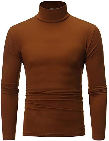 ZDDO машки обични тенок тенок маички со тенок маички со долги ракави Основни пуловер термички долна облека врвови на желка вратот за