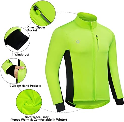 Велосипедски велосипедски јакни за велосипеди за мажи Зимски термички трчање јакна за ветерници за дишење рефлектирачки меки ветерници