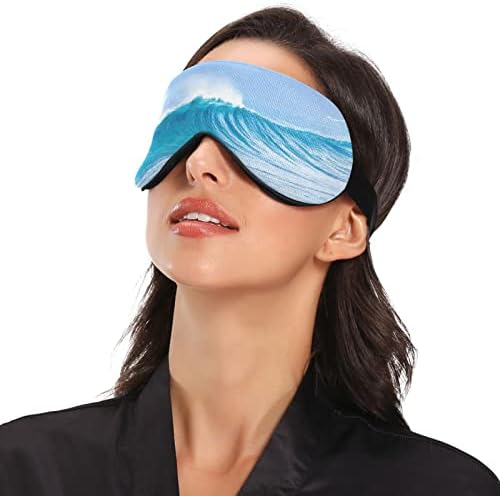 Морски бран сина маска за спиење на очите, ладно чувство за спиење на очите за летен одмор, еластично контурирано слепило за жени и