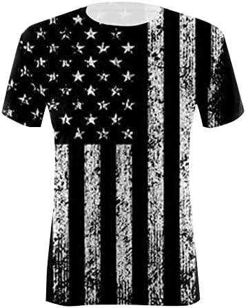 CGGMVCG жени 4 -ти јули кошула со кратки ракави со кратки ракави, ленти со starвездички печатени маици патриотска облека обични врвови