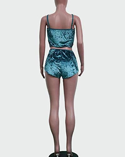 Topенски Vemенски Velvet 2 Piect облеки поставува секси пижами за спиење на ракави без ракави на врвот+ шорцеви поставени