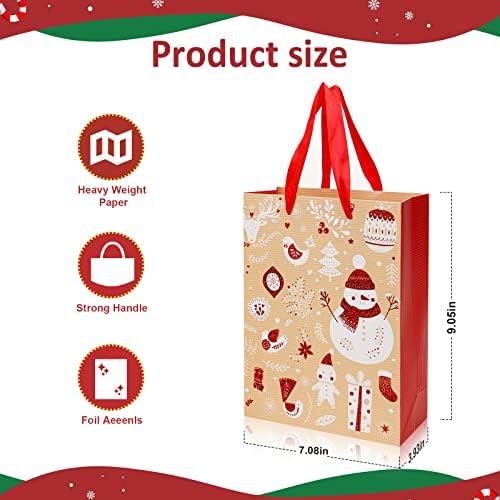 Старли за Божиќни торби за подароци, торби за обвивки од подароци од 12 пакети, торба за подароци 9,25 во мала големина, 4 дизајни за