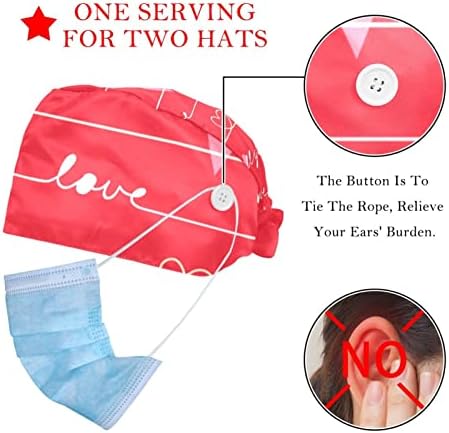 2 пакувања Прилагодливо работно капаче со копчиња, Love Valentine Card Работна капа за џемпери за жени и мажи, една големина