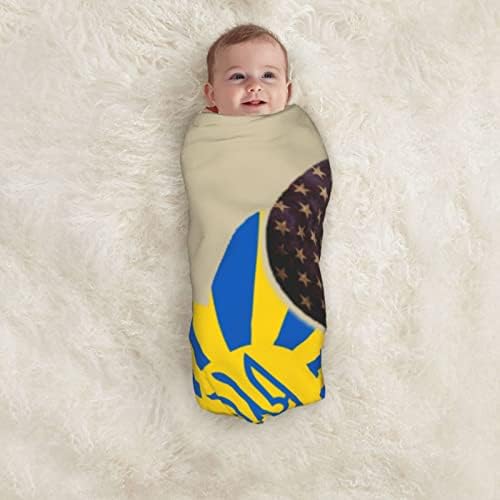 Украинското знаме и американското знаме бебе ќебе што прима ќебе за обвивка за покривање на новороденчиња за новороденчиња