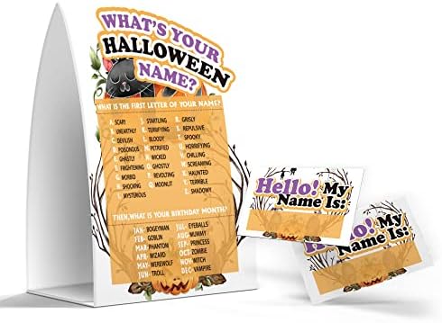 Која е вашата игра за името на Ноќта на вештерките, игри за забави за Ноќта на вештерките за активности во училишната училница, 1 знак и налепници за ознаки со 50 име, ?