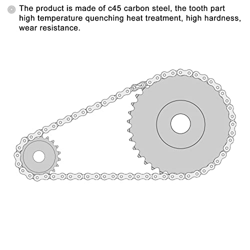 uxcell 36 заби за заби тип Б сингл влакно 3/8 терен, 14мм ДОГОВОР А3 јаглероден челик за ISO 06B