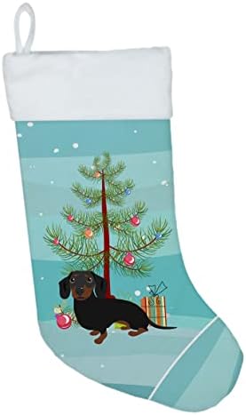 Богатства на Каролина WDK2986CS DACHSHUND црна и тен 1B Божиќно божиќно порибување, камин виси чорапи Божиќна сезона забава Декорации