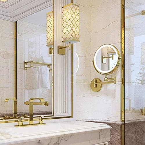 Vanity Mirror 5x Зголемувачки wallид монтиран шминка огледало што се протега на двојно странично козметичко огледало за бричење на бањата со светла,