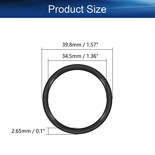 Bettomshin 5pcs нитрилна гума О-прстени, 39,8мм ОД 34,5мм ID 2,65мм ширина, метричка запечатување на заптивка за запечатување