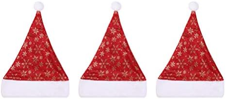 Амосфун Плишана Капа на Дедо мраз 3 парчиња Божиќни Капи На Дедо Мраз со Шема на снегулки Дедо Мраз Додатоци За Костими за возрасни