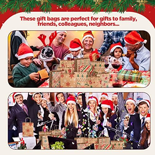 100 Парчиња Божиќни Торби За Подароци Со Рачка Божиќни Крафт Торби За Подароци Хартија Мала Торба За Подароци Крафт Божиќни Чанти Празнични Божиќни