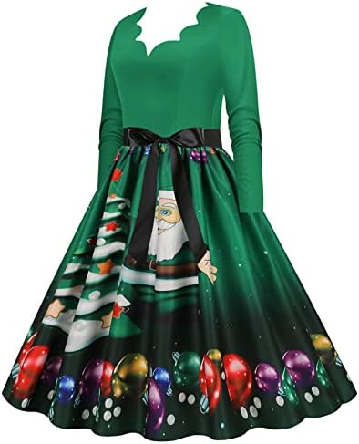 Божиќни фустани за жени со долг ракав против вратот црвен вино стакло обичен фустан Бодикон гроздобер коктел ноќна забава фустан