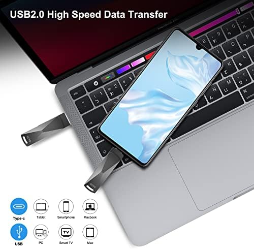 USB C Flash Drive, Miaguroo 2 во 1 OTG Type C Flash Drive, 64 GB USB C мемориски стап, метален скок на скок, водоотпорен погон на палецот, преносен