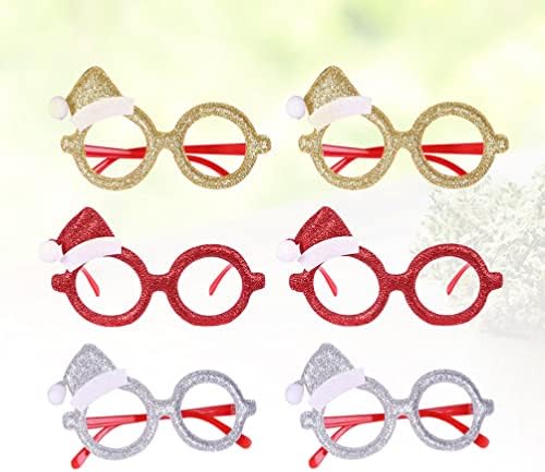 АБАОДАМ 6 ПЦС Божиќни сјајни очила рамка Декоративни играчки Дедо Мраз Дизајн Дизајн очила за очила Фото реквизити смешни очила