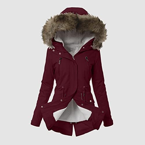 Womenените го згуснуваат топлото зимско палто Womenените дневно плус со големина зимски палто со долг ракав јакна гроздобер задебелен